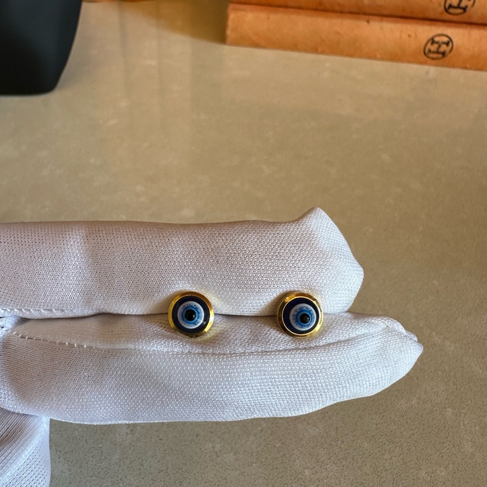 Gorjana Gold and Blue Evil Eye Stud Earrings